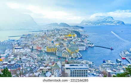 View Of Alesund, Norway In Winter.