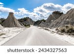 view of Aliano badlands (calanchi), landscape made of clay sculptures eroded by the rainwater, Basilicata region, southern Italy, Europe. Pollino National Park of Italy