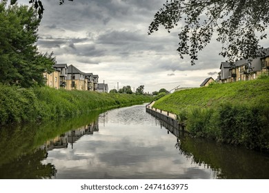 A view along High Lode from the dock at Ramsey, Cambridgeshire.