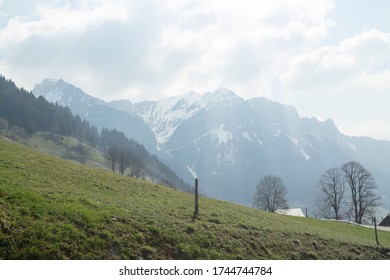 View of the Alps from the Col de la Forclaz. Haute-Savoie, France 
