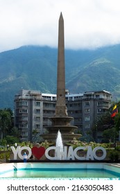 view of Altamira's Obelisk on morning light in Francia Square (A.k.a. Plaza Altamira), in venezuelan capital city Caracas, 2022