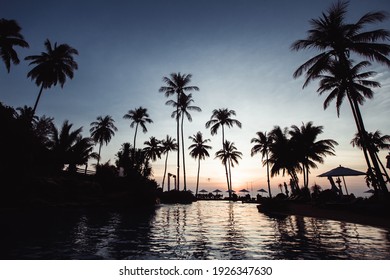 View Of The Amazing Twilight At A Tropical Beach. 