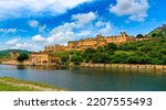 View Of Amer Fort or Amber Fort is a fort located in Amer, Rajasthan, India. The town of Amer and the Amber Fort were originally built by Raja Man Singh 