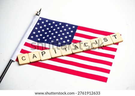 A View Of The American Flag With Capitalist Spelt Across It, On A White Background