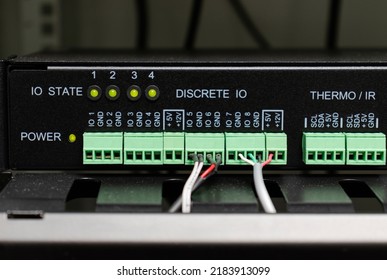 View of analog IO modules of device for monitoring and control. Communications and networking concept. - Shutterstock ID 2183913099