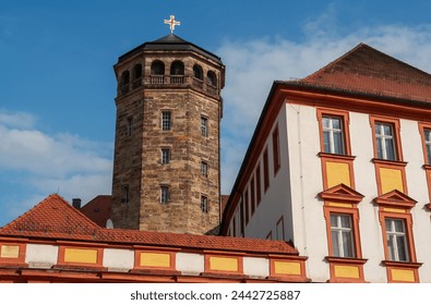 View of the ancient castle tower in Bayreuth in Bavaria
