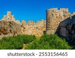 View of ancient fortification at Rhodes in Greece.