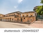 View of the ancient ramnagar Fort from the river ganges. The ramnagar fort of varanasi was built in 1750 in typical mughal style of architecture.