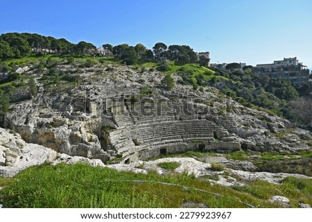 View of the ancient Roman Amphitheatre of Cagliari, Sardinia