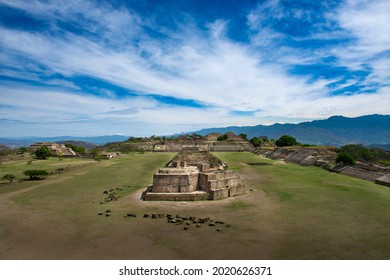 View Of The Ancient Ruins Of The Monte Albán Pyramid Complex In Oaxaca, Mexico