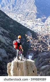 View Of Andorra City From A Mountain In A Via Ferrata