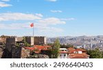 View of Ankara city and Ankara castle from a high hill.