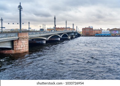 View of Annunciation (Blagoveshchensky) Bridge and English Embankment in Saint Petersburg, Russia - Shutterstock ID 1033726954