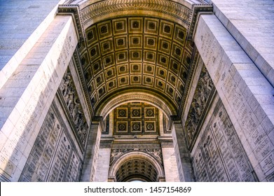 A view of the Arc de Triomphe located in Paris, France.