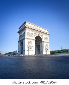 View of a Arc de triomphe in Paris during a sunny day, France
