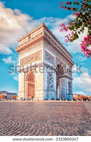 View of the Arch of Triumph from the street in Paris