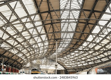 View of the Arched Steel Roof of Train Station Platform - Powered by Shutterstock