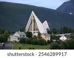 View of the Arctic Cathedral in the Norwegian city of Tromso  