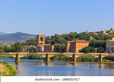 View Of The Arno River With Its Italian Houses And A Romantic Mood