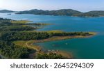 View of the artificial Plastiras or Tavropos lake in Thessaly, Greece  