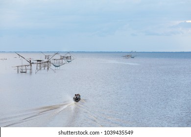 View Of Asian Artisanal Fisheries Equipments In Songkla Lake, Thailand