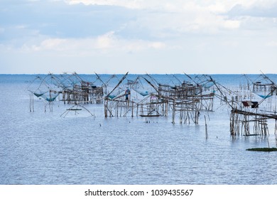 View Of Asian Artisanal Fisheries Equipments In Songkla Lake, Thailand