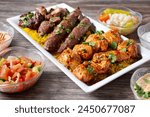 A view of an assorted kabob platter.