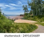 The view to the  Atlantic Ocean at low tide. Blomidon Provincial Park in Nova Scotia, Canada. 