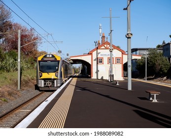 View Of Auckland Transport Electric Train At Remuera Station. Auckland, New Zealand - June 1, 2021