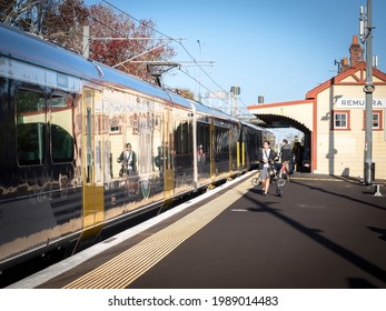 View Of Auckland Transport Electric Train At Remuera Station. Auckland, New Zealand - June 1, 2021