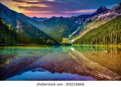 View Of Avalanche Lake In Glacier National Park