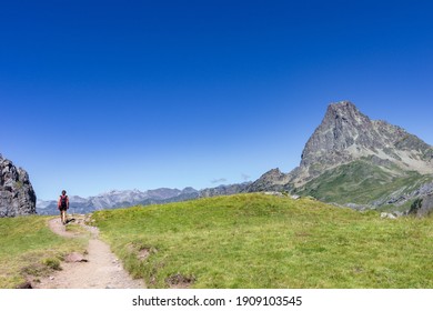 View Of Ayous Lakes And Midi D'Ossau Mountain In The Pyrenees (France)