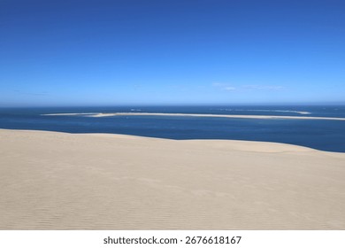 View of the "Banc d'Arguin" (Arguin Shoal) from the Dune of Pilat, Arcachon Basin, France