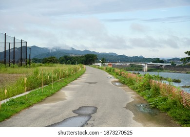 The View Of A Bank By The Kiso River.