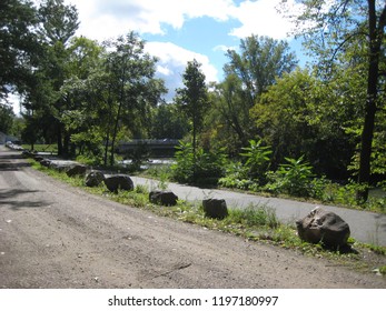 View Of The Baraboo River From The Historic Ice Age Trail In Attridge Park In Wisconsin