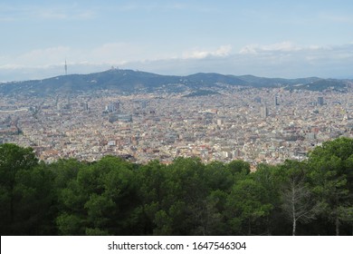 View Of Barcelona Cityscape From Montjuïc Castle In Spain