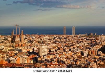 View Of Barcelona From Park Guel, Spain