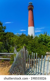 A view of the Barnegat Lighthouse from the dunes on Long Beach Island along the Jersey shore.