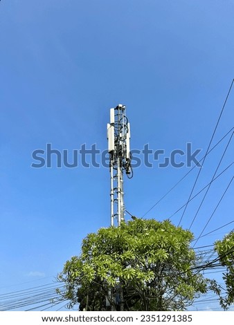 View of Base Transceiver Station (BTS) tower.
