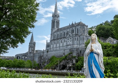 a view of the basilica of Lourdes, France