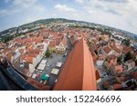 view from basilica St. Martin above the city of Amberg, Germany