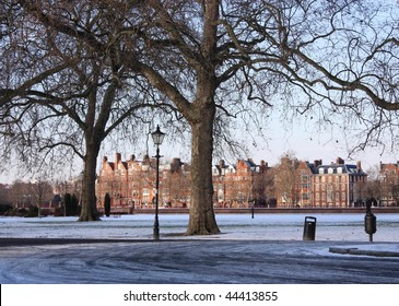 View From Battersea Park Of Victorian Houses In Chelsea