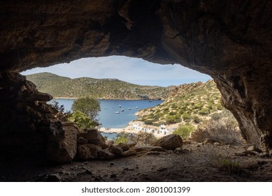 View to the bay of Cabrera through the cave.