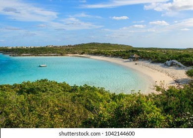 A view of the bay near the sailboat anchorage on Warderick Wells in the Exumas, Bahamas.