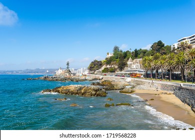 View Of The Beach Between Viña Del Mar And Valparaíso, Chile