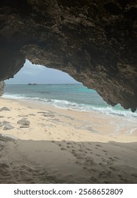 View of beach from cave 