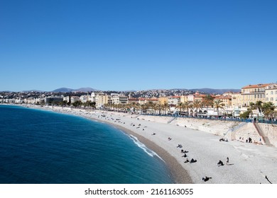 View Of Beach And City Of Nice, France