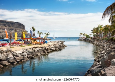 View Of Beach Puerto Mogan. Gran Canaria. Spain