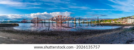 A view from the beach in Queensferry out across the Firth of Forth, Scotland on a summers day