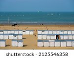 View  of the beach and the sea in Knokke-Heist, Belgium.